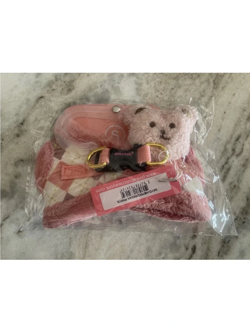 Pink Plush Bear Dog Harness - Pink